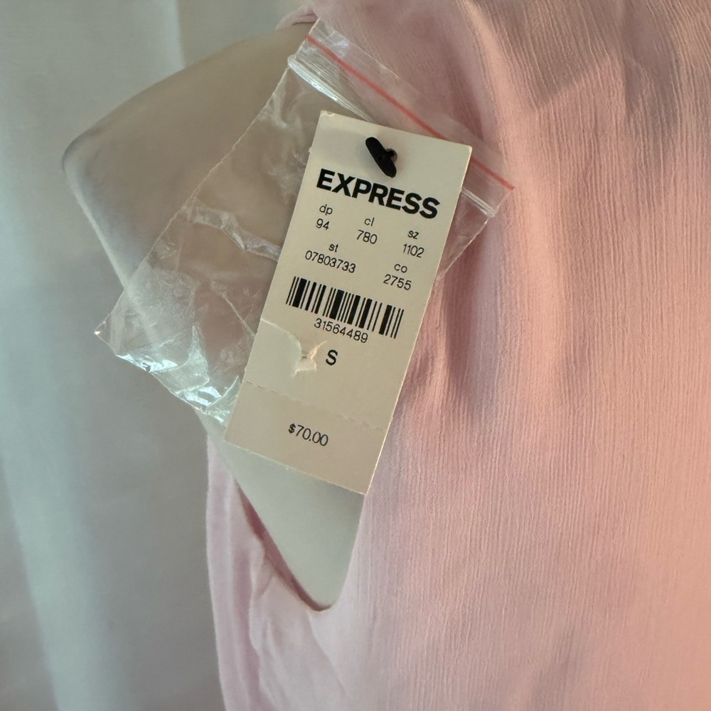 Express Pastel Pink Tiered Ruffle Cocktail Dress Sleeveless Women’s Small - Picture 2 of 8